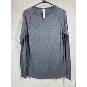 Addison Bay Womens Long Sleeve Thumb Holes‎ Gray Athletic Style Shirt Size Large